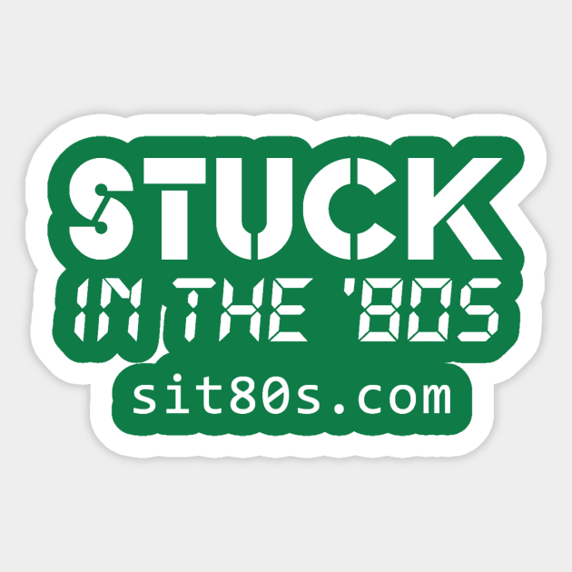 Stuck in the '80s white logo with URL Sticker by Stuck in the '80s